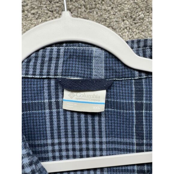 COLUMBIA Men's Size XXL Blue Plaid‎ Flannel Button Up Shirt Long Sleeve Cotton - Picture 4 of 9
